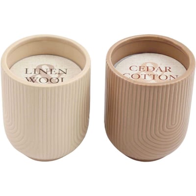 Bougie parfumé en pot dolomite (Lot de 2) JARDINDECO