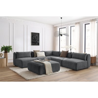 Canapé modulable 6 places en tissu texturé, JEANNE BOBOCHIC
