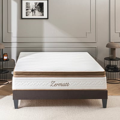 Ensemble Zermatt 180x200 cm Matelas Mousse + Sommier Bois BELLECOUR