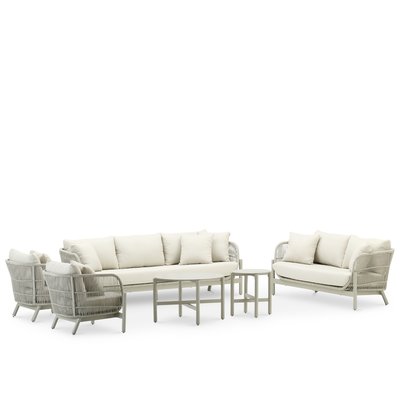 Salon de jardin 7 places, 2 tables, MILOS DEFORA HOME