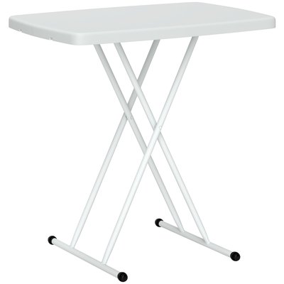 Table d'appoint pliable de jardin hauteur réglable HDPE métal blanc OUTSUNNY