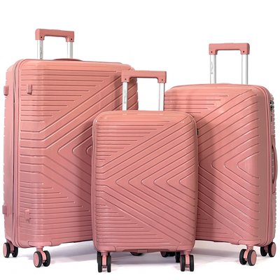 Lot 3 valises rigides dont 1 valise cabine Travel Light TSA Polypropylène BLEU CERISE