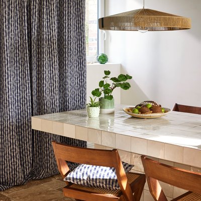 Rideau en Jacquard bicolore à carreaux  CASTIN MADURA