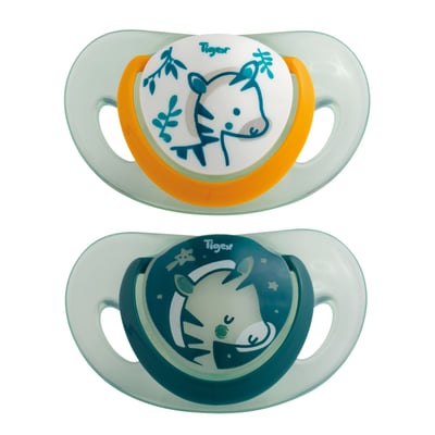 Lot de 2 Sucettes Smart Jour et Nuit Silicone 18-36mois TIGEX