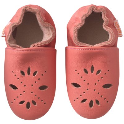 Chaussons cuir souple uni pétales TICHOUPS