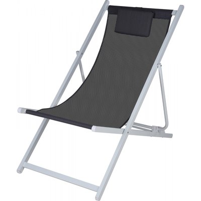Chaise longue pliante chilienne blanc et gris anthracite - 91x61x101cm WADIGA