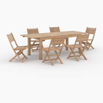 Ensemble table rectangulaire et 6 chaises de jardin en bois de teck - NIDO RENDEZ-VOUS DÉCO