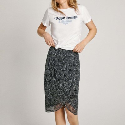 Jupe Femme First Avenue Noire à Fleurs - Taille 8 - Ligne A, Genoux - Soirée