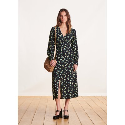 Robe midi cintrée à imprimé fleuri et manches longues LA FEE MARABOUTEE