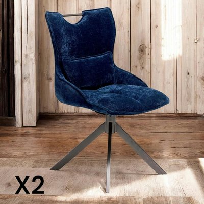 Chaise pivotante coussin et poignée tissu bleu (lot de 2) IENA PIER IMPORT