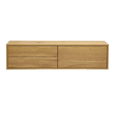 Meuble TV mural finition bois clair chêne L120 cm FLEXO MILIBOO