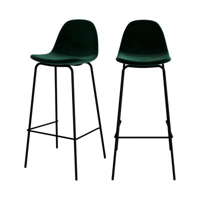 Lot de 2 chaises de bar en velours - HENRIK RENDEZ-VOUS DÉCO