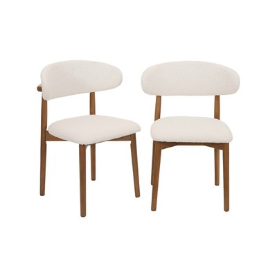 Chaise bois d'hévéa et tissu bouclette (lot de 2)  PAOLA SWEEEK