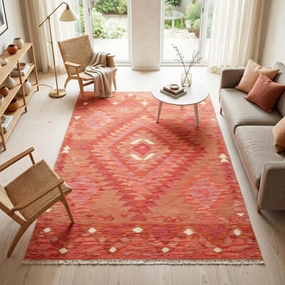 Tapis kilim géométrique, tissé plat en laine, KILIM 33 UN AMOUR DE TAPIS