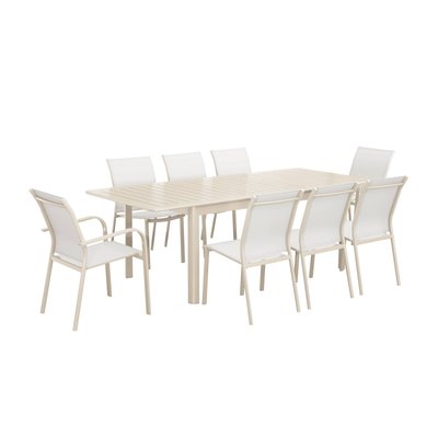 Table de jardin extensible aluminium 6 chaises 2 fauteuils SEATTLE + CLEVELAND + BUFFALO SWEEEK
