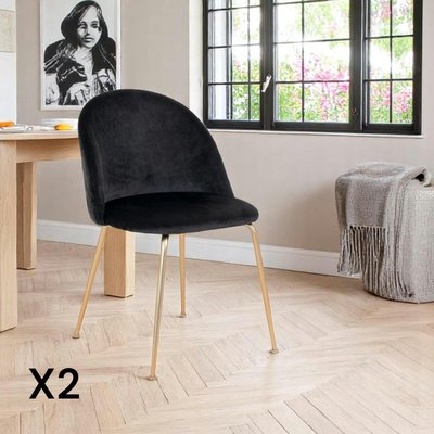Chaise en velours noir à dossier rond (lot de 2) MONTREUX PIER IMPORT