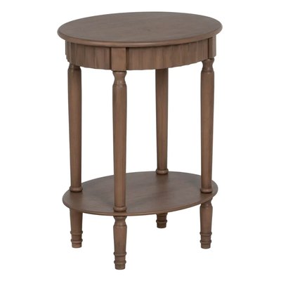 Table d'appoint ovale marron en bois  50x40x66cm WADIGA