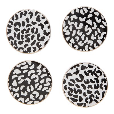Set of 4 Stoneware Leopard Print Coasters SO'HOME