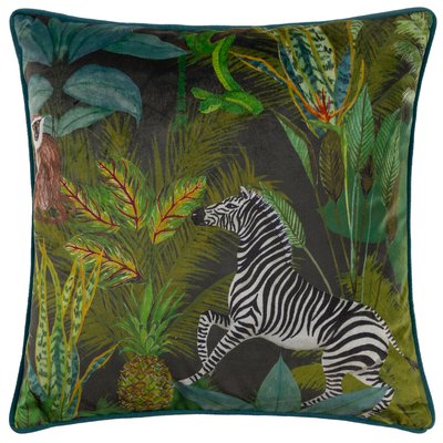 Aranya Zebra Piped Velvet Cushion WYLDER