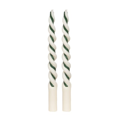 Coffret 2 chandelles Twist vert H29,5 cm en cire - TWIST AMADEUS