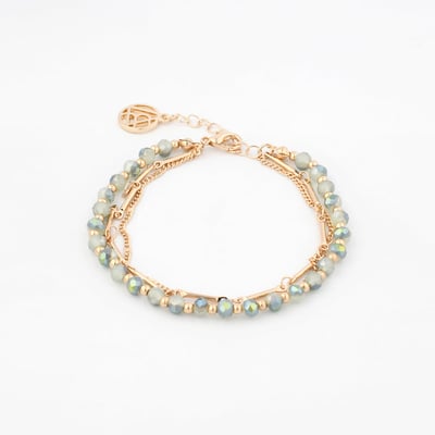 Bracelet multi rangs avec perles à facettes vertes BALABOOSTE
