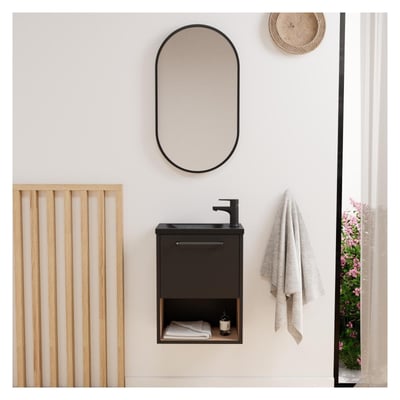 Ensemble lave-mains avec niche et miroir ovale NIKA MOB IN