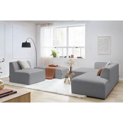 Canapé modulable 6 places en tissu bouclette, MEGEVE BOBOCHIC