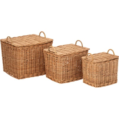 Set de 3 paniers en osier avec anses RECOLLECTION