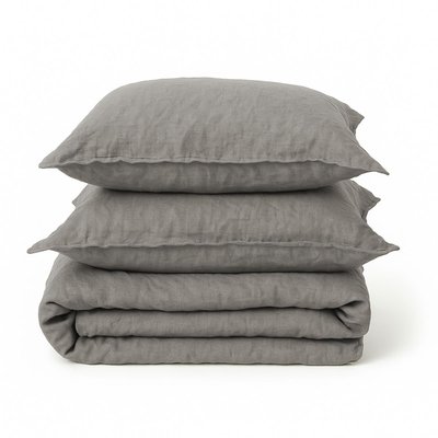 Parure Housse De Couette + Taies 100%  Lin Lavé - LIN LAVE PHCT TRADITION DES VOSGES