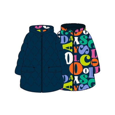 Parka fille réversible molleton imprimé lettres BOBOLI