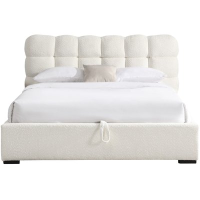 Lit coffre avec tête de lit en tissu bouclé - LOLA HOMIFAB