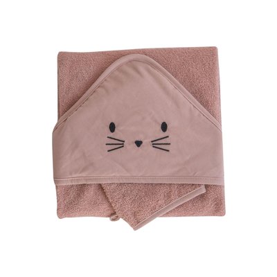 Coffret sortie de bain brodée et gant DOMIVA
