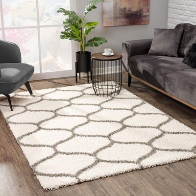 Tapis longs poils shaggy tissé motif scandinave SG MADRID UN AMOUR DE TAPIS