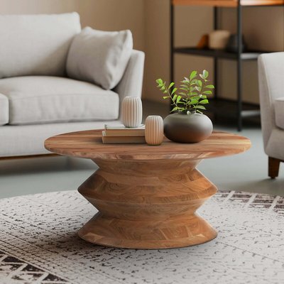 Kaia Sculptural Round Acacia Wood Coffee Table ÉDITÉ