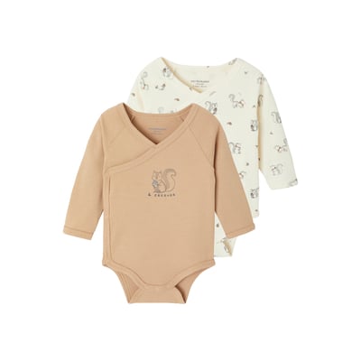 Lot de 2 bodies manches longues ouverture naissance VERTBAUDET