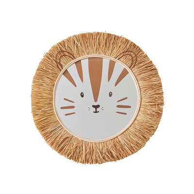 Miroir XL Lion en rotin et raphia VERTBAUDET