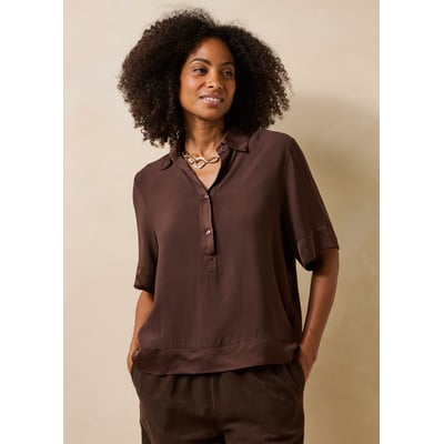 Top polo en satin manches courtes LA FEE MARABOUTEE