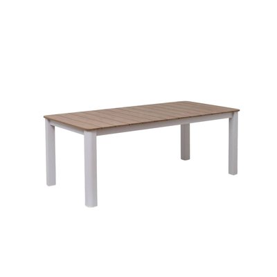 Table de jardin en aluminium blanc et effet bois  AYDEN MADE IN MEUBLES 