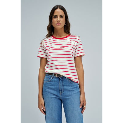T-SHIRT À RAYURES AVEC BRANDING SALSA JEANS