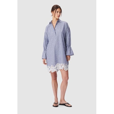 Robe chemise rayures et dentelle IKKS