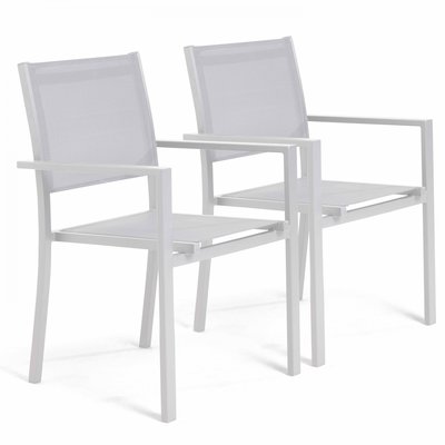 Lot de 2 fauteuils d'extérieur aluminium et textilene, NICE OVIALA