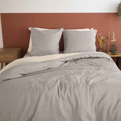 Parure housse de couette microfibre bitexturée unie, ASTRAL C DESIGN HOME TEXTILE