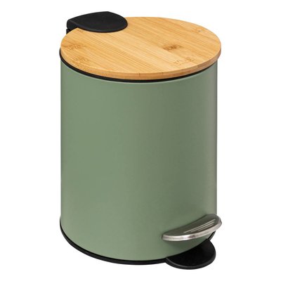 Poubelle salle de bain 3L avec couvercle bambou MODERN COLOR 5FIVE SIMPLY SMART