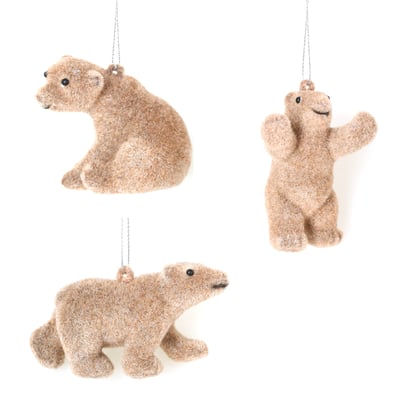 Set de 2 ours a suspendre effet velours – Marron EDEN