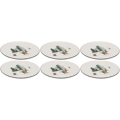 Vaisselle en porcelaine décor Cerf et Sapin, style fait main Assiette 27cm AUBRY GASPARD