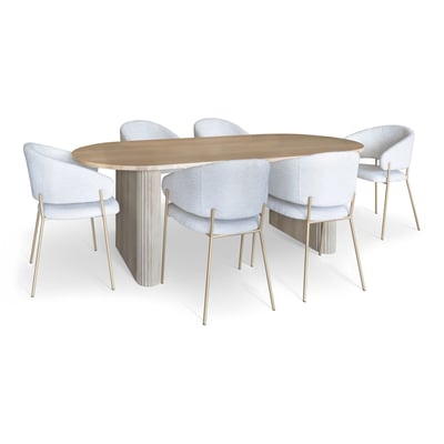 Ensemble table ovale et 6 fauteuils en tissu NOW'S HOME