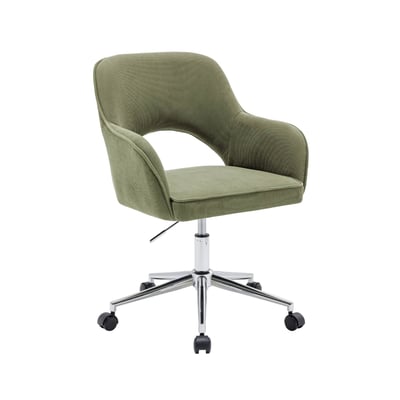 Chaise de bureau à roulettes velours côtelé piétement chromé JIM SWEEEK