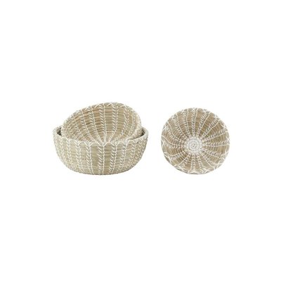 Corbeilles de rangement en jonc naturel et liens blanc AUBRY GASPARD