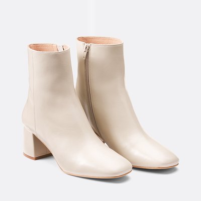Boots à talon en cuir, Signature MARGUERITE LA REDOUTE COLLECTIONS