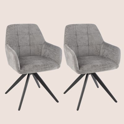 Chaises en métal et velours texturé (lot de 2) - LUCIE HELLIN, DEPUIS 1862